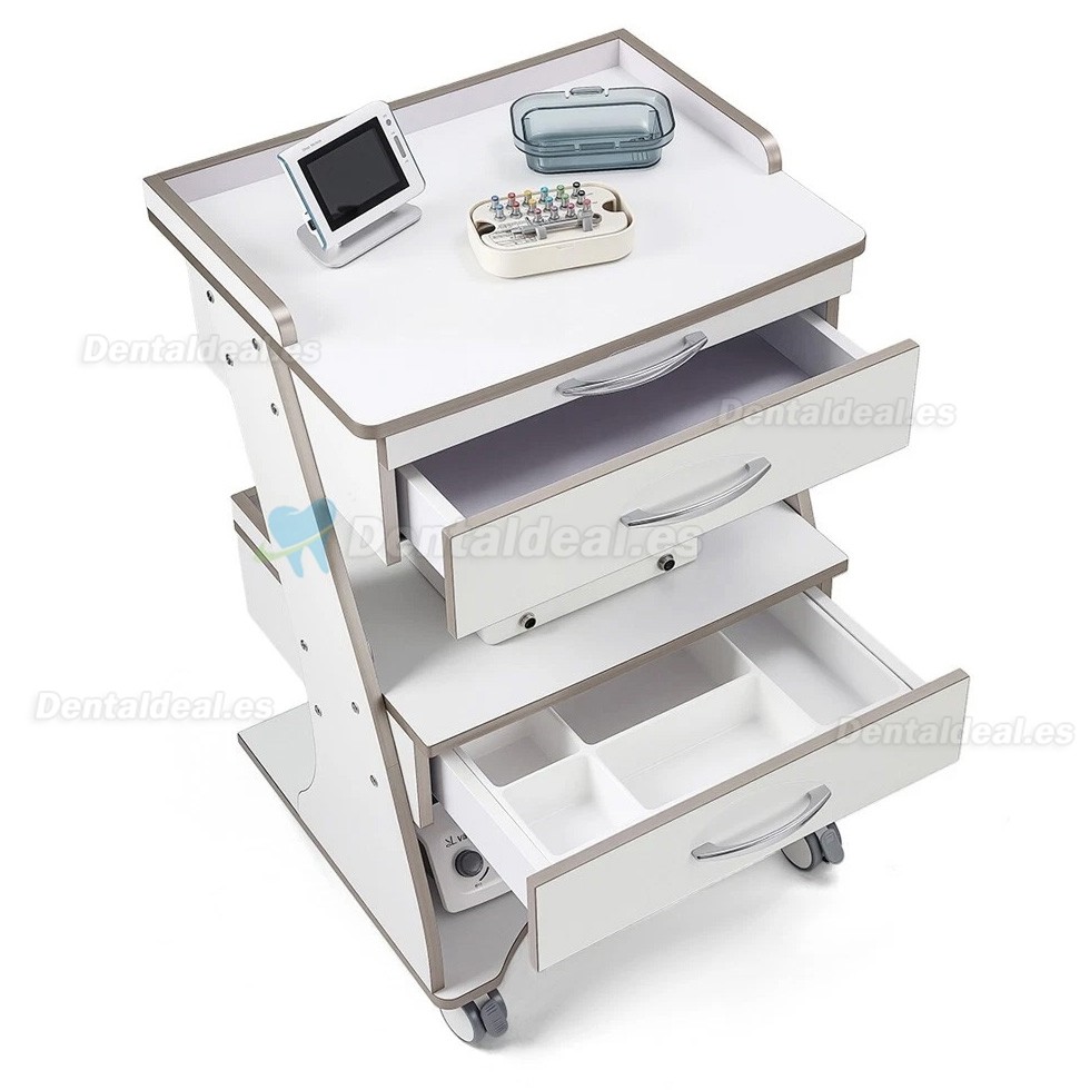 Dentech G06 Carro Dental con Armario de Almacenamiento y Bandeja de Instrumental con Doble Caj&oacute;n